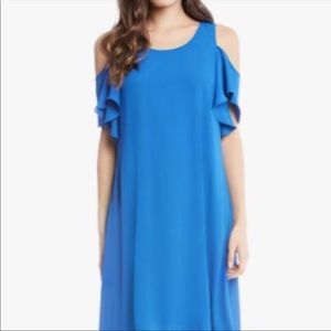 Karen Kane ruffled Cold shoulder Hi low Dress